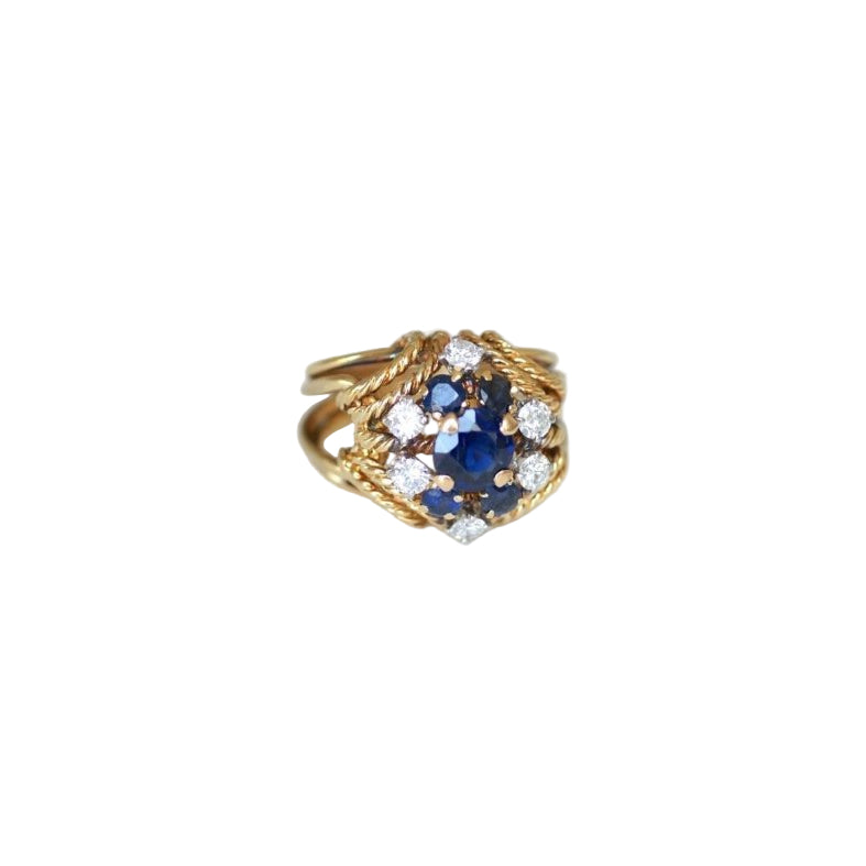 Boucheron Bague Cocktail Saphir Diamant Or Jaune - Castafiore