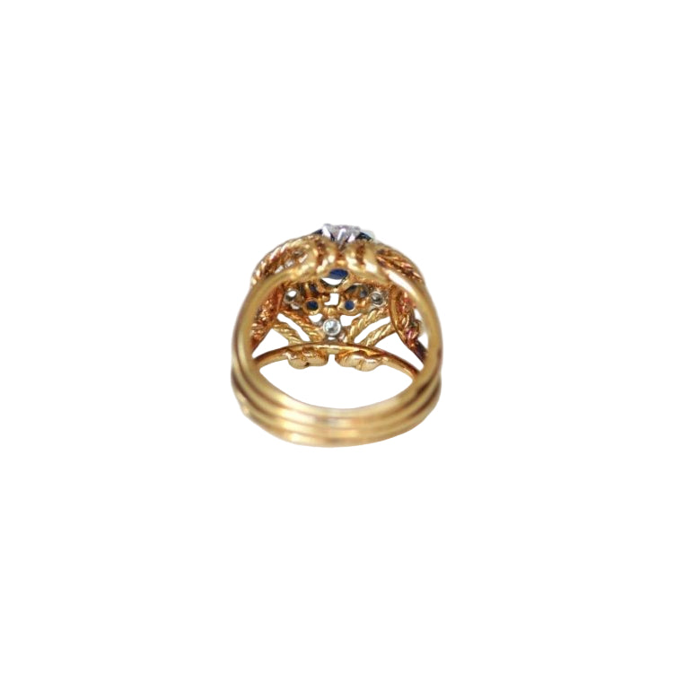 Boucheron Bague Cocktail Saphir Diamant Or Jaune - Castafiore