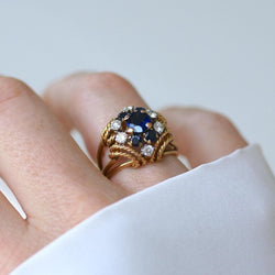 Boucheron Bague Cocktail Saphir Diamant Or Jaune - Castafiore