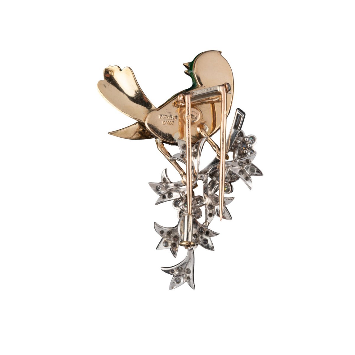 BOUCHERON Broche Oiseau en or et émail - Castafiore