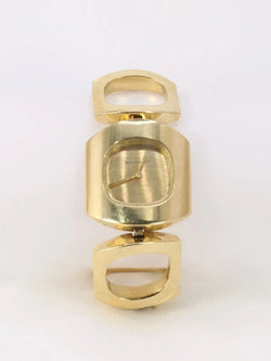 BOUCHERON Montre vintage or jaune maillons carrés arrondis - Castafiore