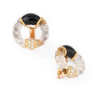 Boucle d'oreille en or jaune onyx,cristal de roche et diamant de la maison Boucheron - Castafiore