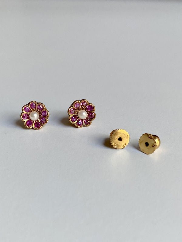 Boucle d'oreilles anciennes de travail Portugais en or jaune 19,2k - Castafiore