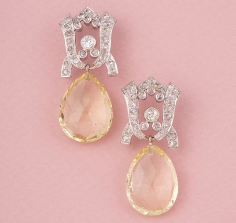 Boucle d'oreilles Art Déco, en or gris 18k et diamants - Castafiore