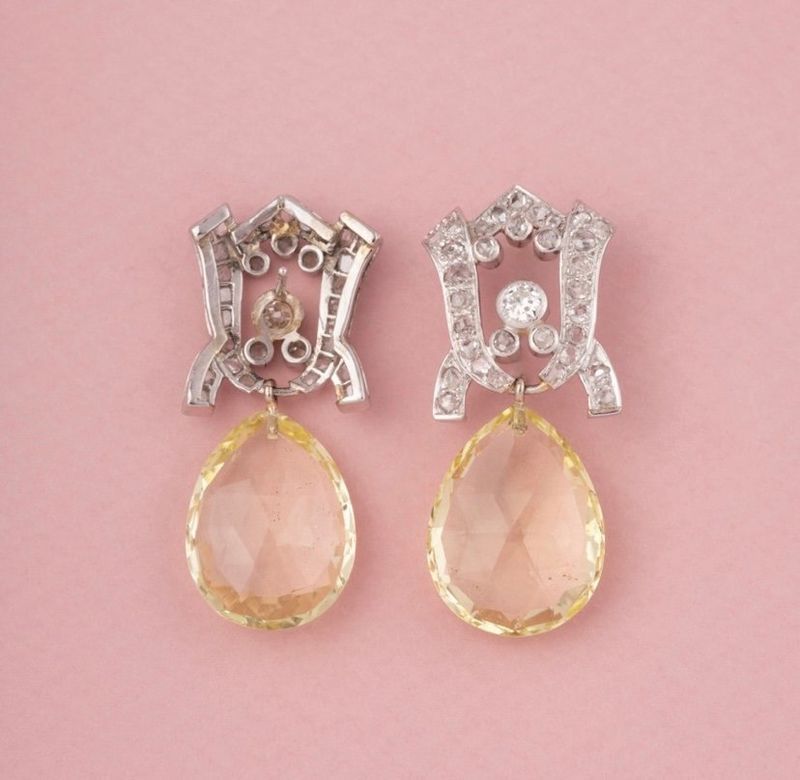 Boucle d'oreilles Art Déco, en or gris 18k et diamants - Castafiore