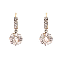 Boucles d'oreilles anciennes diamants pendantes