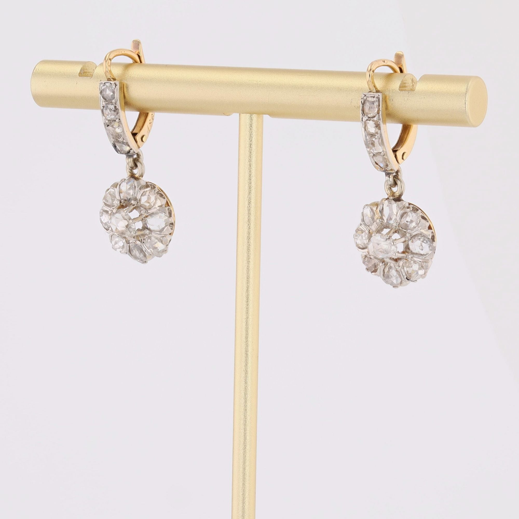 Boucles d'oreilles anciennes diamants pendantes
