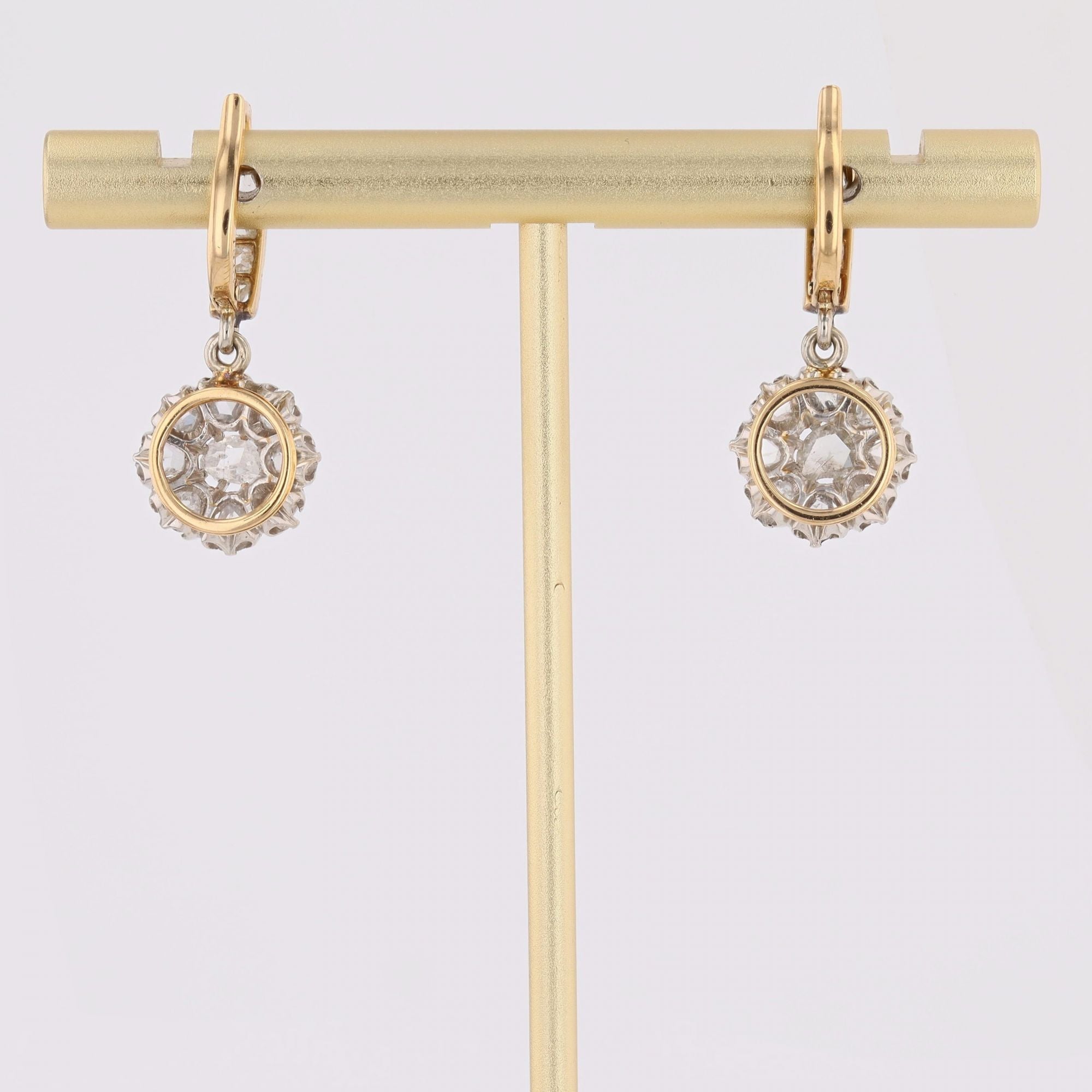 Boucles d'oreilles anciennes diamants pendantes