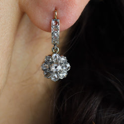 Boucles d'oreilles anciennes diamants pendantes
