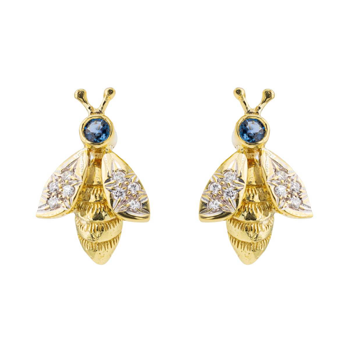 Boucles d'oreille Abeilles Or jaune Saphir - Castafiore