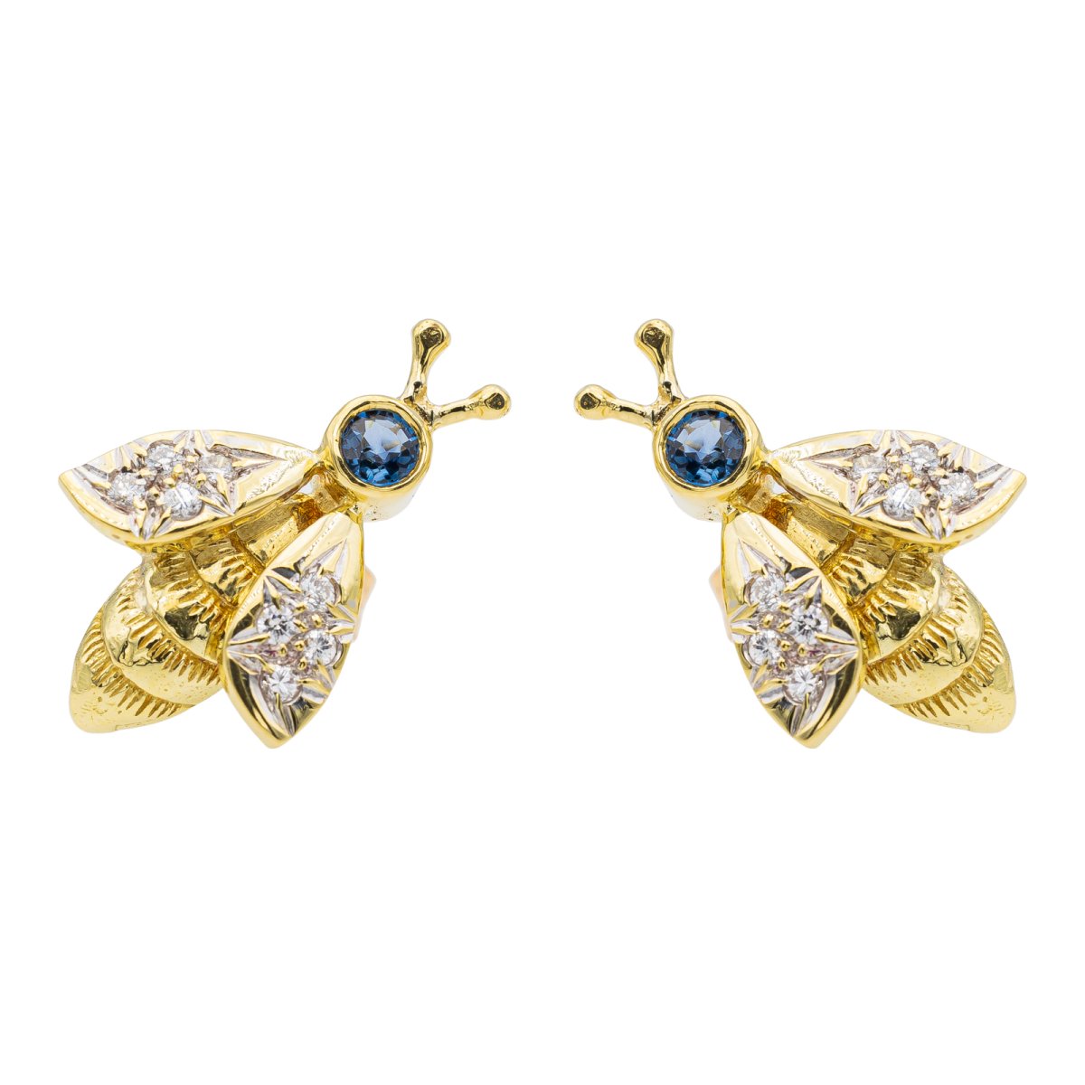 Boucles d'oreille Abeilles Or jaune Saphir - Castafiore