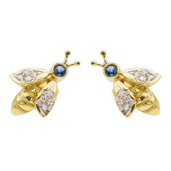 Boucles d'oreille Abeilles Or jaune Saphir - Castafiore