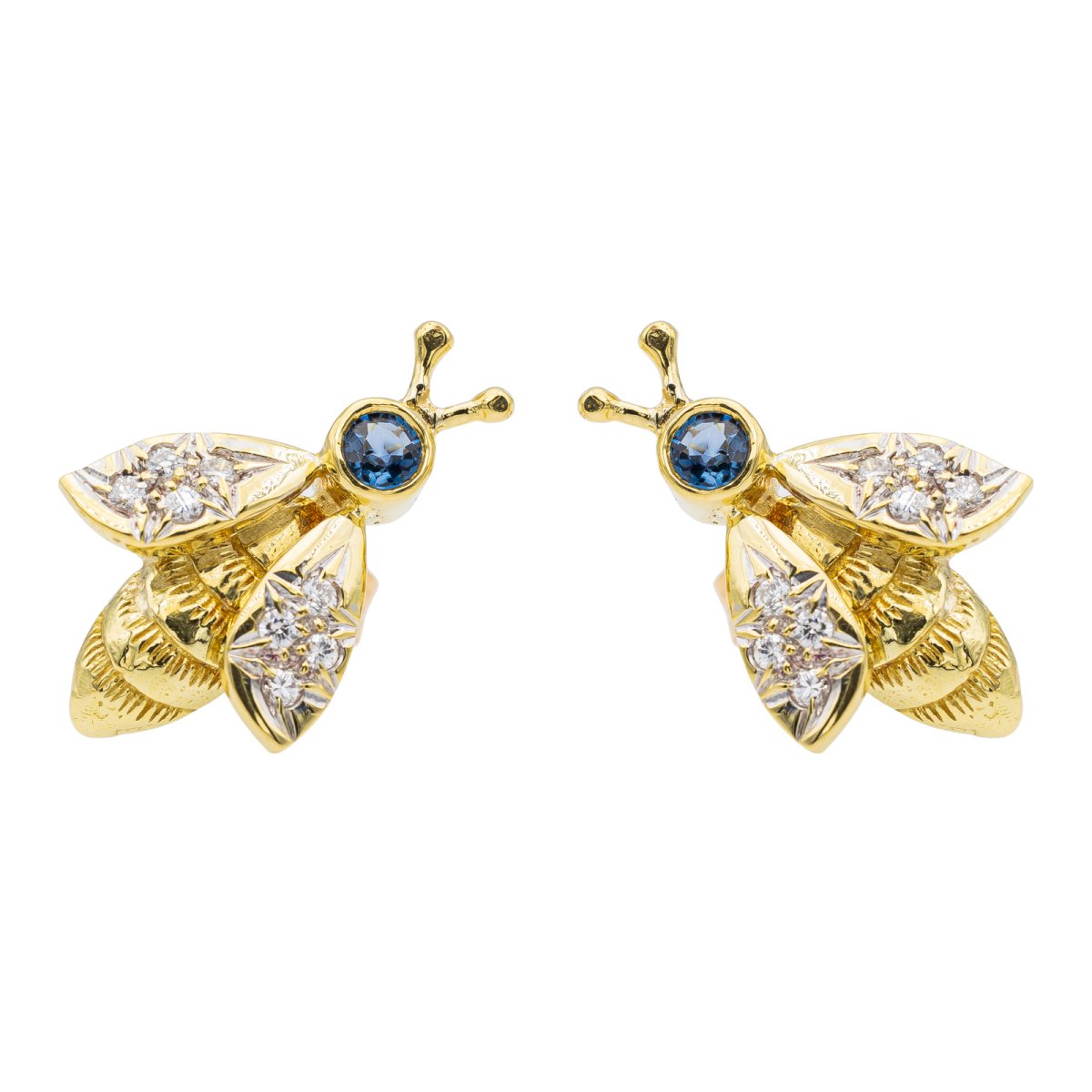 Boucles d'oreille Abeilles Or jaune Saphir - Castafiore