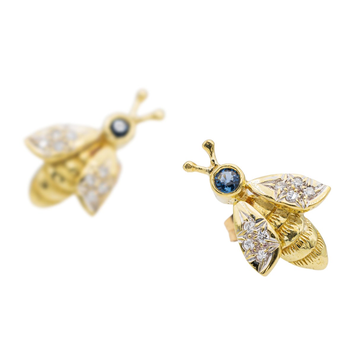 Boucles d'oreille Abeilles Or jaune Saphir - Castafiore