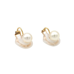 Boucles d'oreille Clips en or jaune et perle - Castafiore