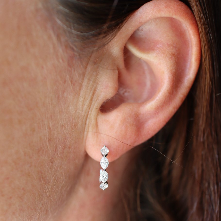 Boucles d'oreille Créoles en or blanc et diamant - Castafiore