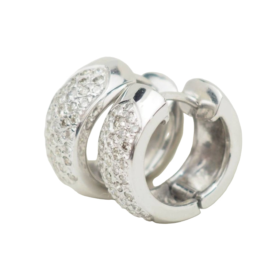 Boucles d'oreille créoles en or blanc et diamants - Castafiore