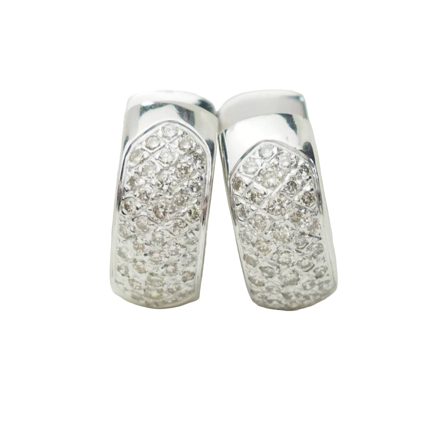 Boucles d'oreille créoles en or blanc et diamants - Castafiore