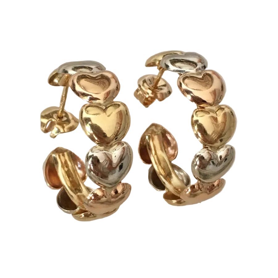 Boucles d'oreille Puces LE-GI en or blanc, or jaune et or rose - Castafiore