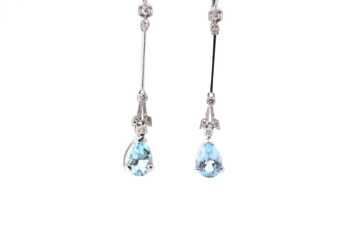 Boucles d'oreilles aigues marine et diamants - Castafiore