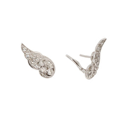 Boucles d'Oreilles Ailées Diamants Or Gris 18 Carats - Castafiore