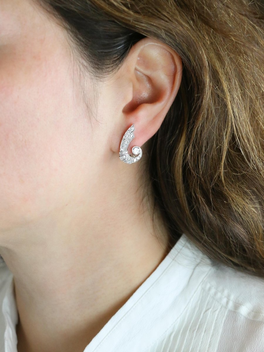Boucles d'oreilles Ailes diamants Art Déco - Castafiore