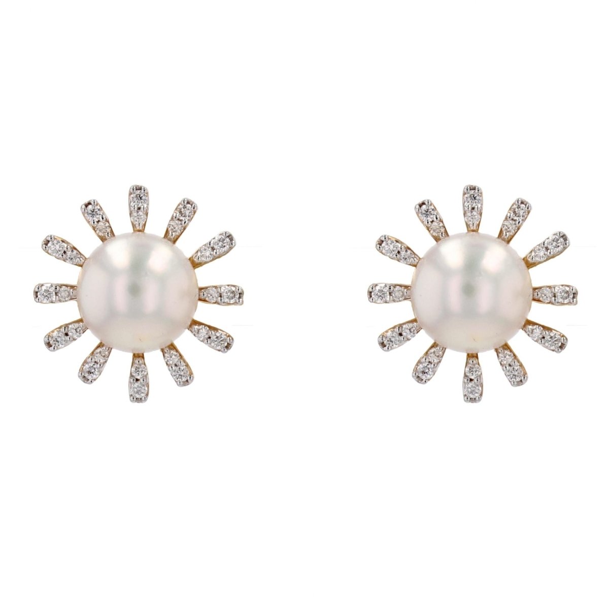 Boucles d'oreilles AKOYA Flocon en or jaune et perle - Castafiore