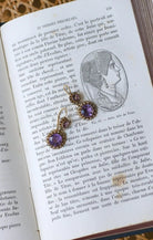 Boucles d'Oreilles Améthystes et Perles Or Rose - Castafiore