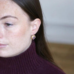 Boucles d'Oreilles Améthystes et Perles sur Or Jaune - Castafiore