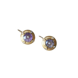 Boucles d'Oreilles Améthystes et Perles sur Or Jaune - Castafiore