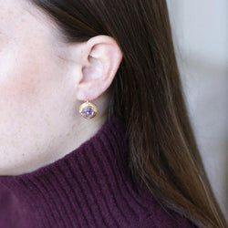 Boucles d'Oreilles Améthystes et Perles sur Or Jaune - Castafiore