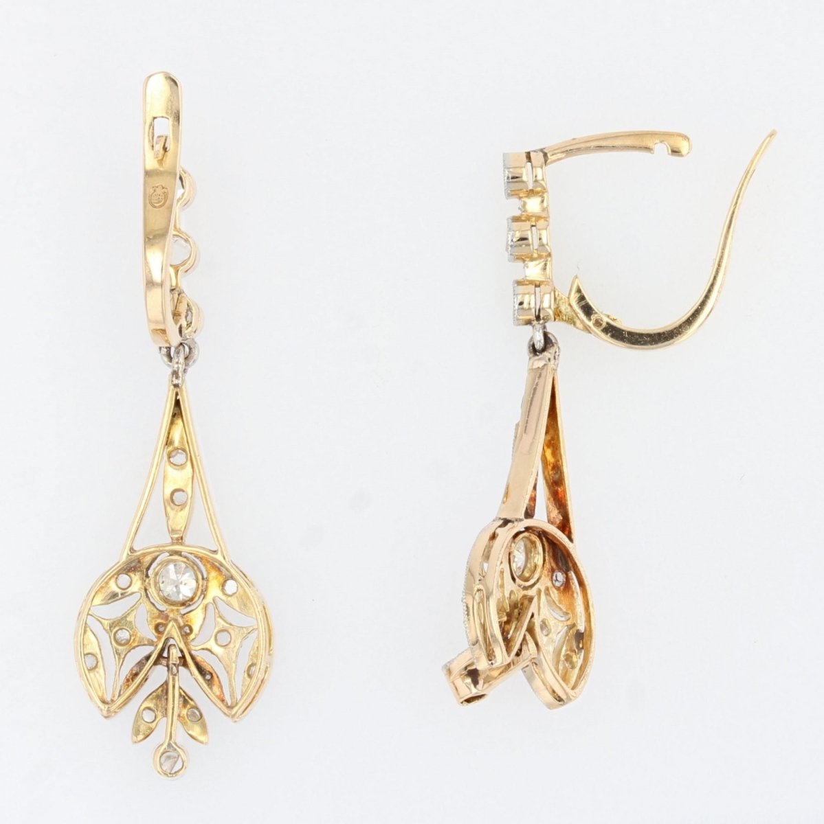 Boucles d'oreilles anciennes diamants Belle époque - Castafiore