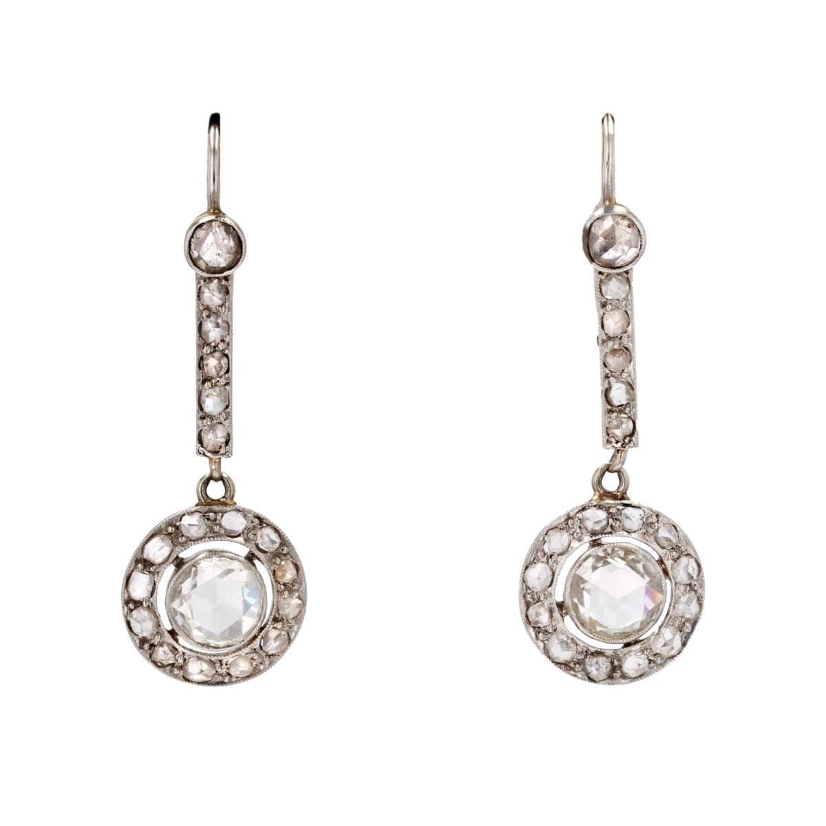Boucles d'oreilles anciennes diamants taillés en rose - Castafiore