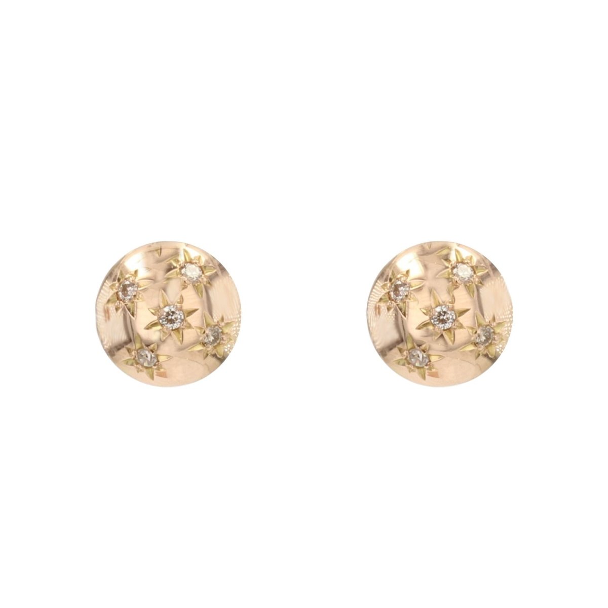 Boucles d'oreilles ANCIENNES Dômes en or jaune et diamants - Castafiore