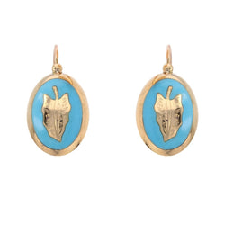 Boucles d'oreilles ANCIENNES Dormeuses émaillées en or jaune - Castafiore