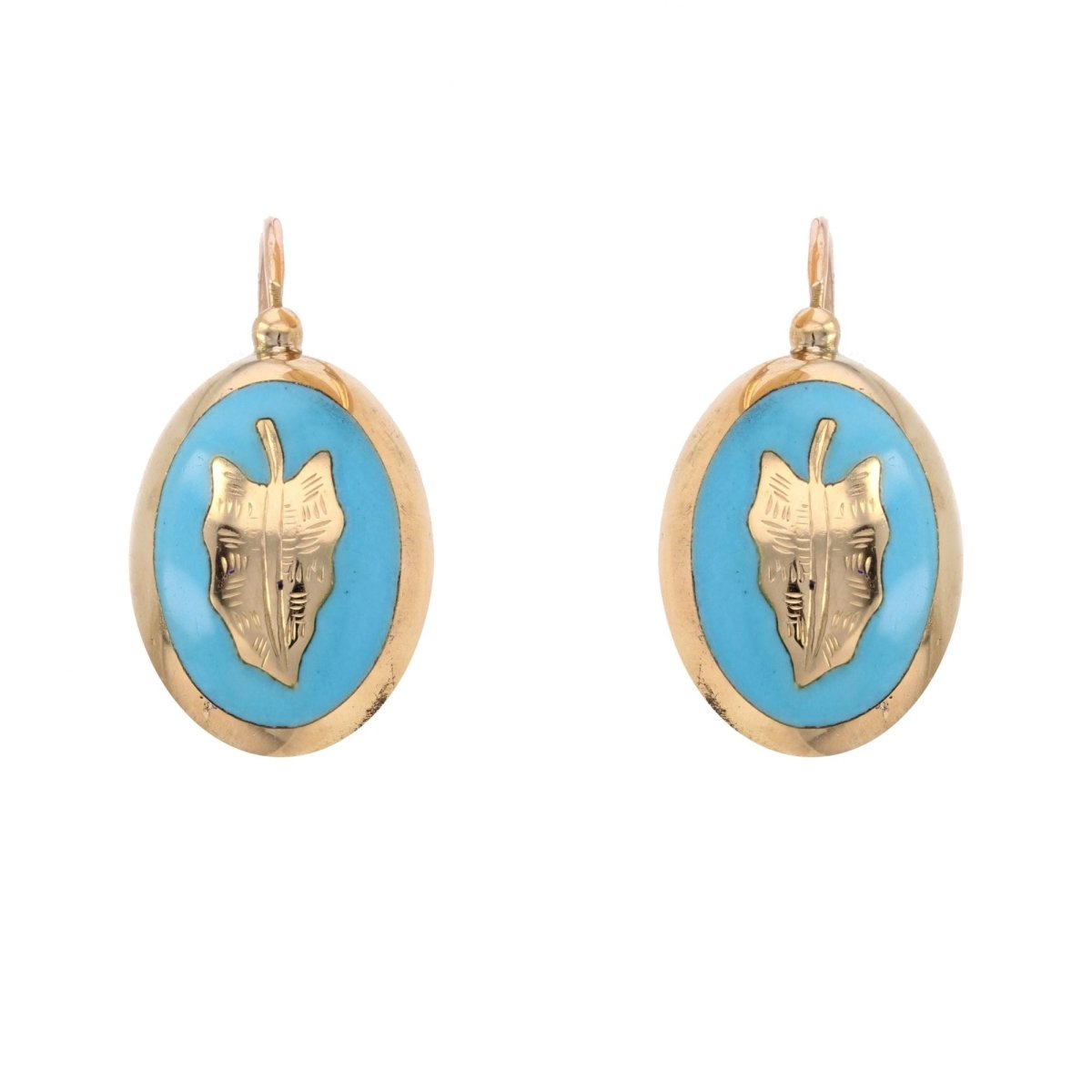 Boucles d'oreilles ANCIENNES Dormeuses émaillées en or jaune - Castafiore
