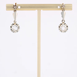 Boucles d'oreilles ANCIENNES Dormeuses en or blanc et rose diamants - Castafiore