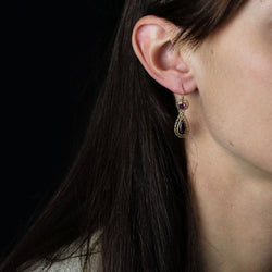 Boucles d'oreilles ANCIENNES Dormeuses en or jaune et grenats - Castafiore