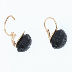 Boucles d'oreilles ANCIENNES Dormeuses en or jaune et jais - Castafiore