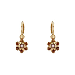 Boucles d'oreilles ANCIENNES Dormeuses en or jaune et perle fine - Castafiore