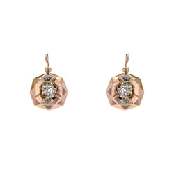 Boucles d'oreilles ANCIENNES Dormeuses en or rose et diamants - Castafiore