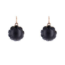 Boucles d'oreilles ANCIENNES Dormeuses en or rose et verre noir - Castafiore