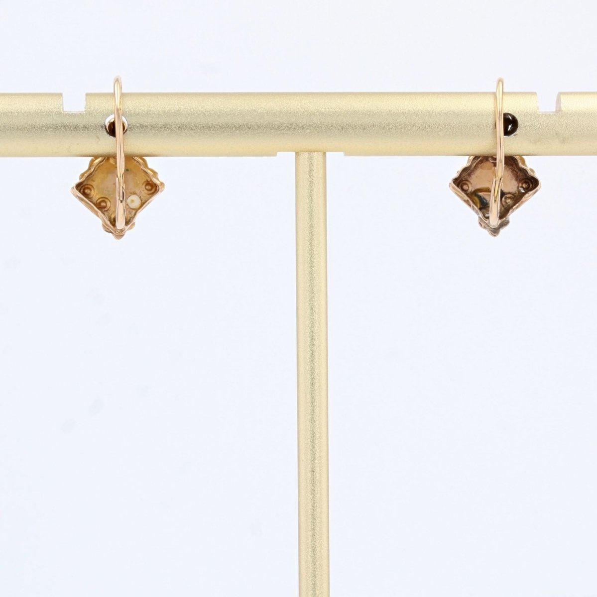 Boucles d'oreilles ANCIENNES Dormeuses en or rose perles fines - Castafiore