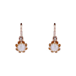 Boucles d'oreilles ANCIENNES Dormeuses en or rose perles fines et diamants - Castafiore