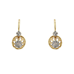 Boucles d'oreilles ANCIENNES Dormeuses fleurs en or jaune et or blanc - Castafiore