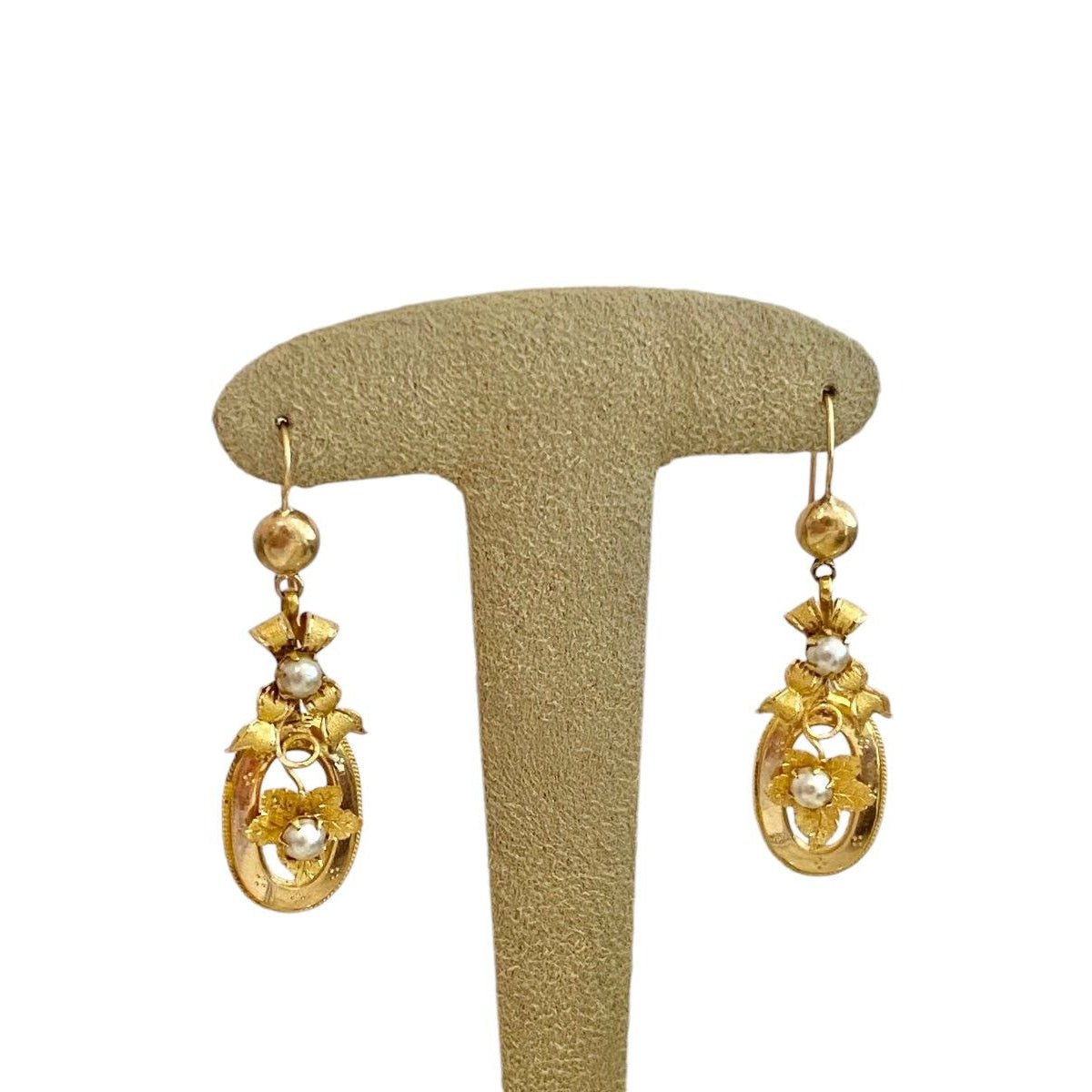 Boucles d'oreilles anciennes en or et perles - Castafiore