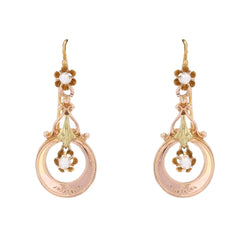 Boucles d'oreilles ANCIENNES Pendants en or rose et perles fines - Castafiore