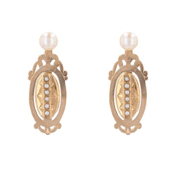 Boucles d'oreilles ANCIENNES Pendants en or rose perles fines - Castafiore