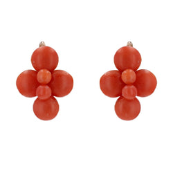 Boucles d'oreilles ANCIENNES Perles en or jaune et corail - Castafiore