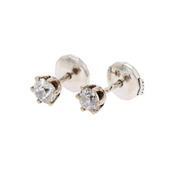 Boucles d'oreilles ANCIENNES Puces en or blanc et diamant - Castafiore